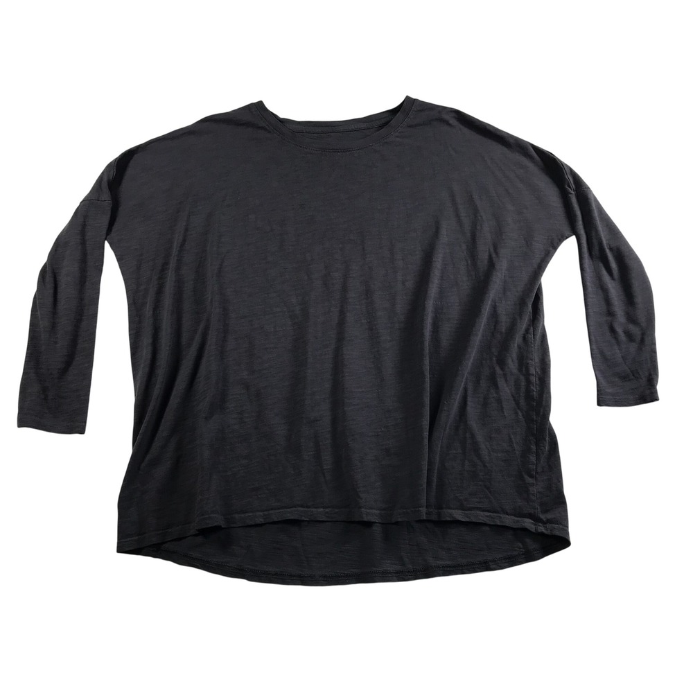 Pact Organic Cotton Long Sleeve Slub Tee Charcoal Gray Relaxed Fit Large